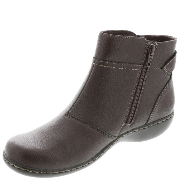 Clarks Womens Collection Ashland Mabel Flat Dark Brown Tumbled Size 9.5XW - E37 - Picture 2 of 5